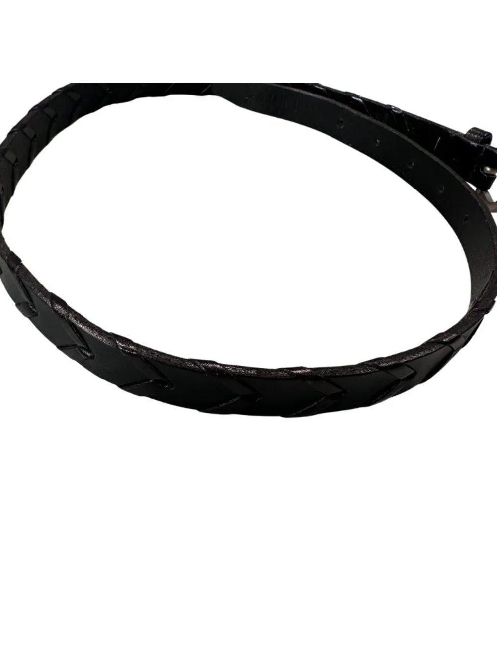 Lauren Ralph Lauren Braided Leather Belt Statement Womens Silver Buckle